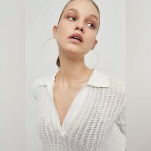 BDG Cream Knit Collared Top Size M